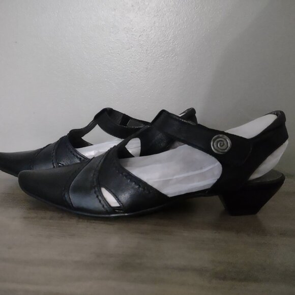 Fidji black leather low heel mary jane pumps size 38.5 - size 8.5 - NEW - Picture 5 of 10